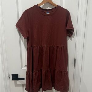 Old Navy Rust Brown Crewneck Tiered T-shirt Dress Size Large